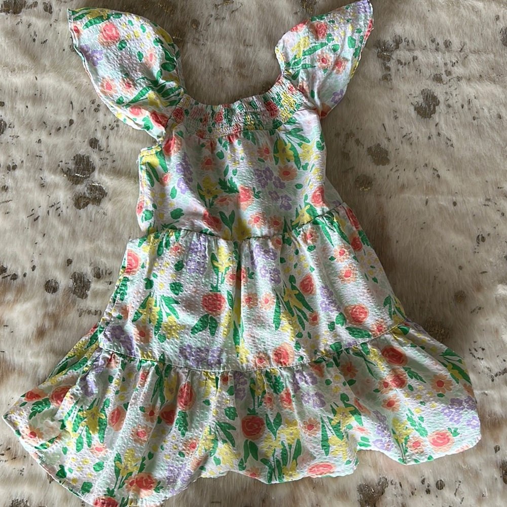 Cat & Jack Floral Sundress with Flutter Sleeves and Square Neck